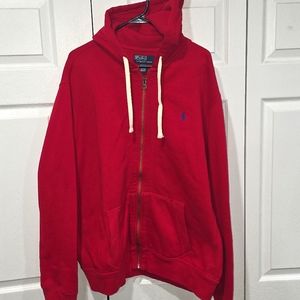 Polo Ralph Lauren XXL hooded zip up  sweater in red